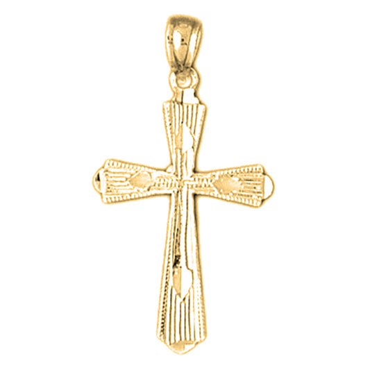 14K or 18K Gold Budded Cross Pendant