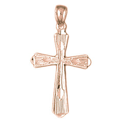 14K or 18K Gold Budded Cross Pendant