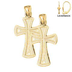 Sterling Silver 25mm Teutonic Cross Earrings (White or Yellow Gold Plated)