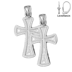 Sterling Silver 25mm Teutonic Cross Earrings (White or Yellow Gold Plated)