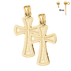 Sterling Silver 25mm Teutonic Cross Earrings (White or Yellow Gold Plated)