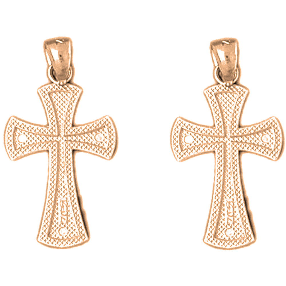 14K or 18K Gold 25mm Teutonic Cross Earrings