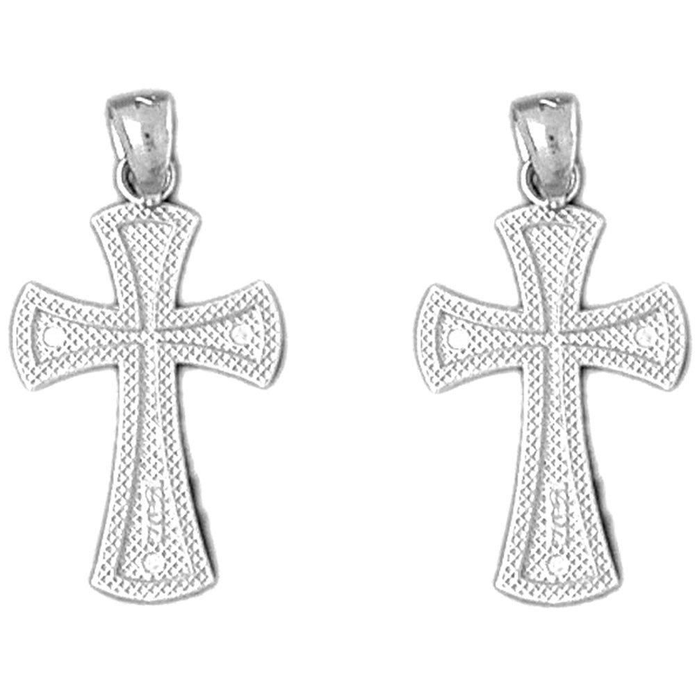 Sterling Silver 25mm Teutonic Cross Earrings