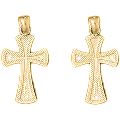 Yellow Gold-plated Silver 25mm Teutonic Cross Earrings