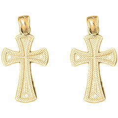 14K or 18K Gold 25mm Teutonic Cross Earrings