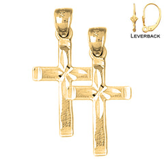 Pendientes de cruz latina de plata de ley de 27 mm (chapados en oro blanco o amarillo)