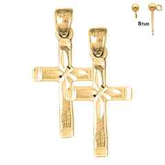 Sterling Silver 27mm Latin Cross Earrings (White or Yellow Gold Plated)