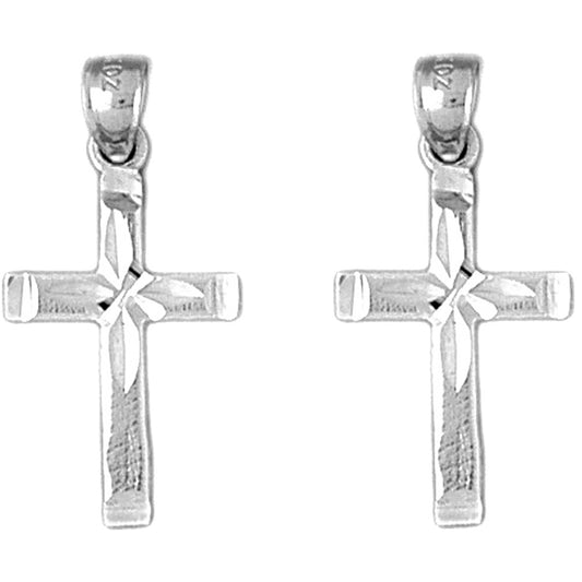 14K or 18K Gold 27mm Latin Cross Earrings