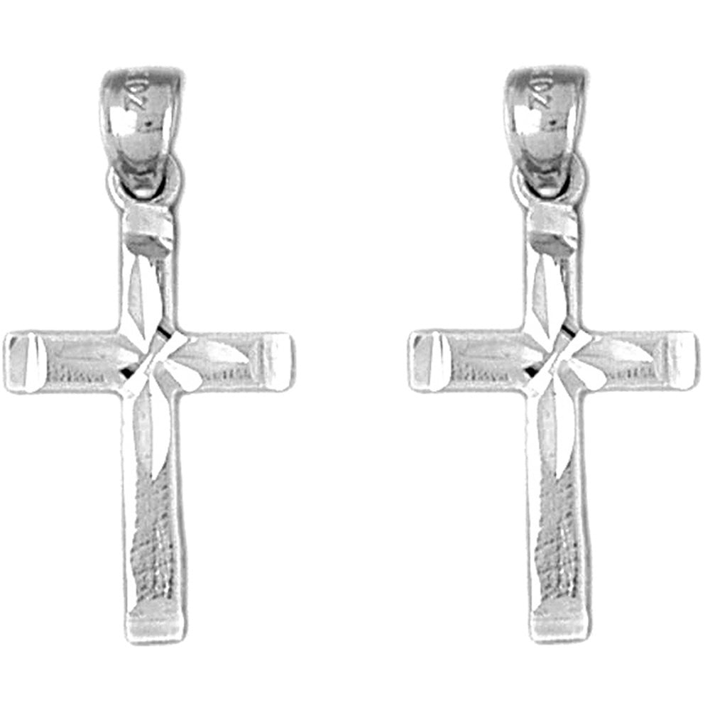 Sterling Silver 27mm Latin Cross Earrings
