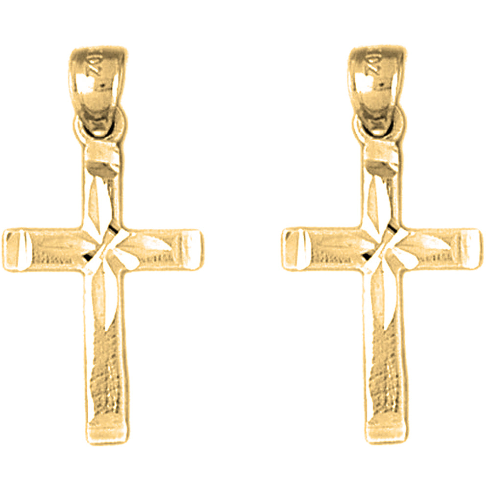 14K or 18K Gold 27mm Latin Cross Earrings