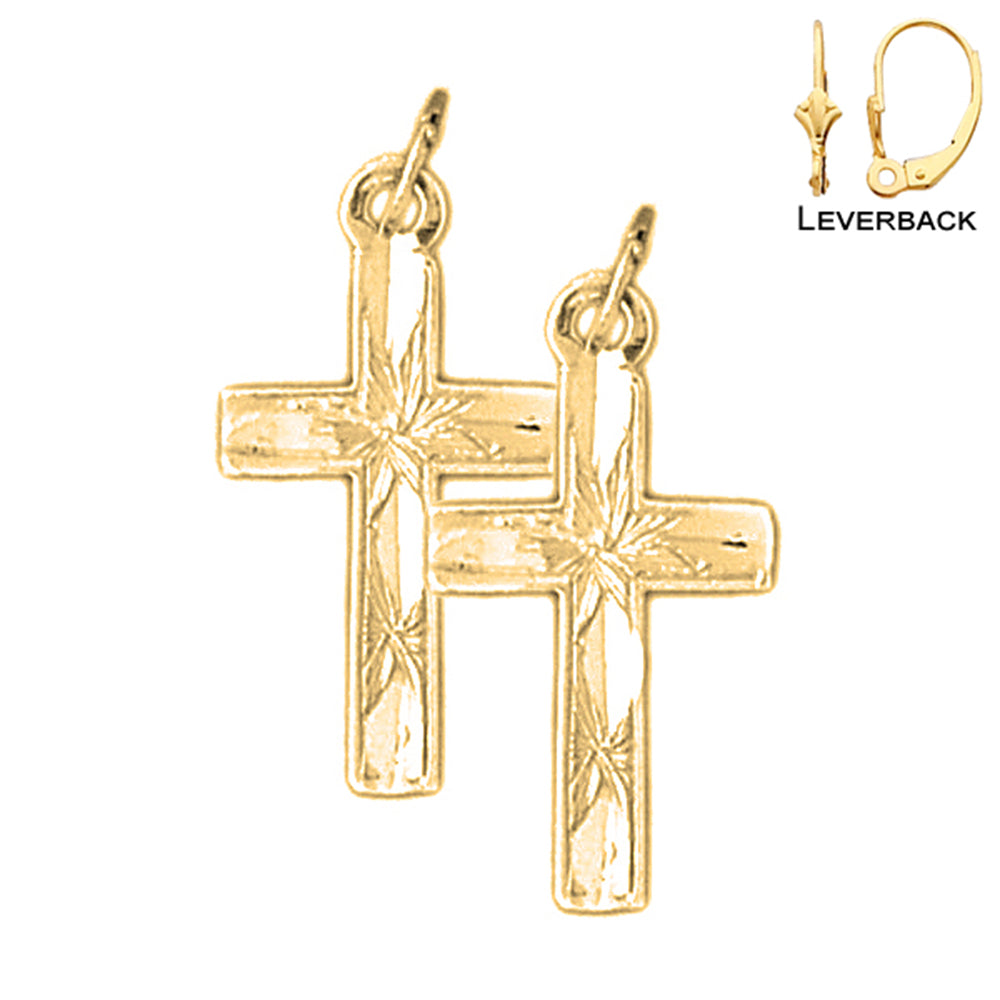 14K or 18K Gold Latin Cross Earrings