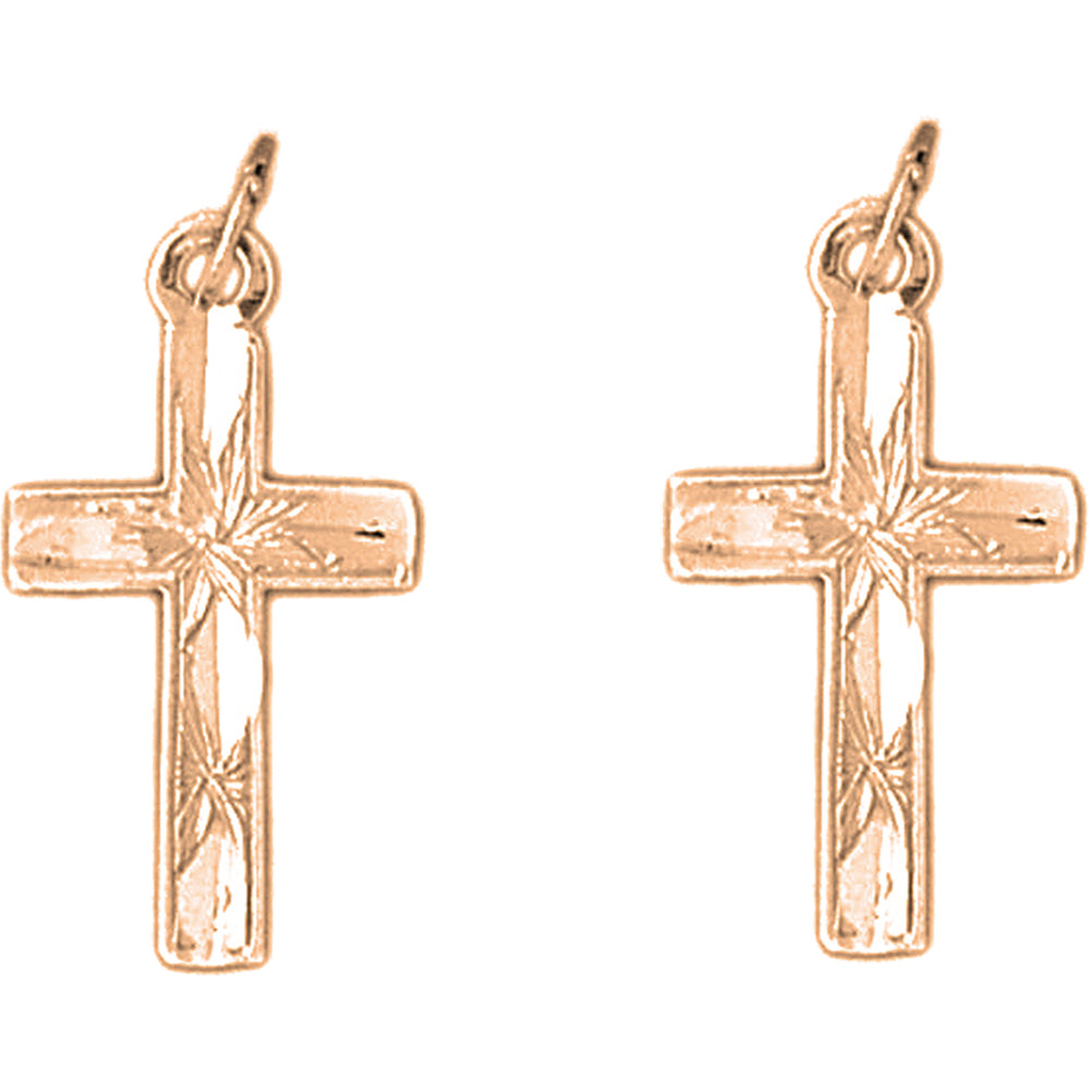 14K or 18K Gold 25mm Latin Cross Earrings