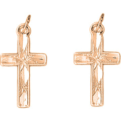 14K or 18K Gold 25mm Latin Cross Earrings