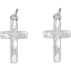 Sterling Silver 25mm Latin Cross Earrings