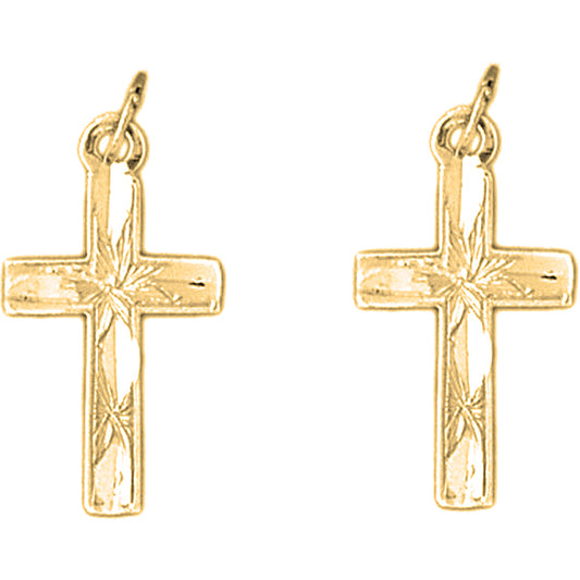 Yellow Gold-plated Silver 25mm Latin Cross Earrings