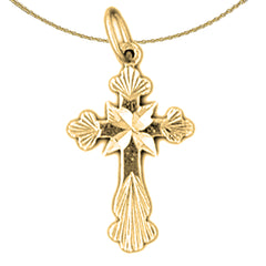 14K or 18K Gold Budded Cross Pendant