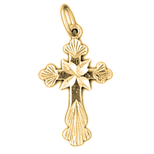 14K or 18K Gold Budded Cross Pendant