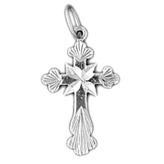 14K or 18K Gold Budded Cross Pendant