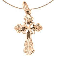 14K oder 18K Gold Knospenkreuz Anhänger