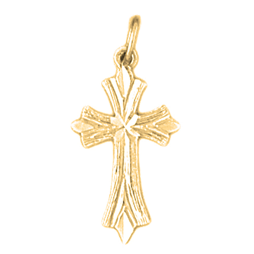 14K or 18K Gold Budded Cross Pendant