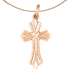 14K oder 18K Gold Knospenkreuz Anhänger