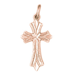 14K or 18K Gold Budded Cross Pendant