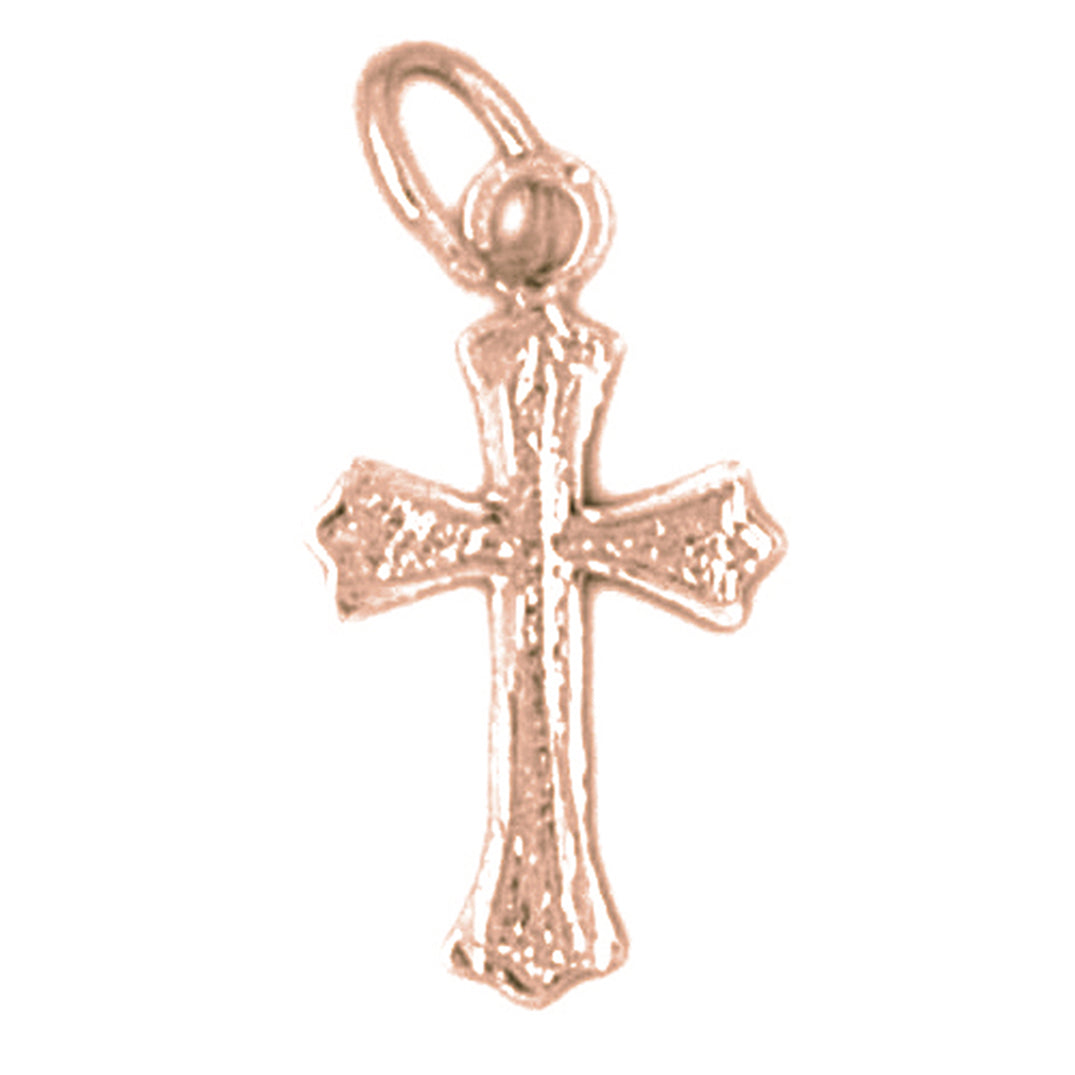 14K or 18K Gold Budded Cross Pendant