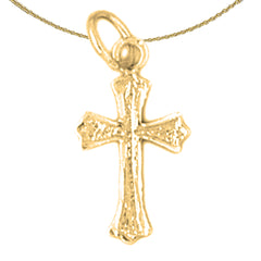 14K or 18K Gold Budded Cross Pendant