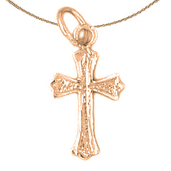 14K or 18K Gold Budded Cross Pendant