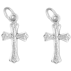 Sterling Silver 19mm Budded Cross Earrings