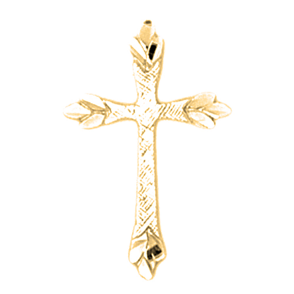 14K or 18K Gold Budded Cross Pendant