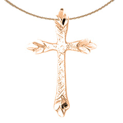 14K or 18K Gold Budded Cross Pendant