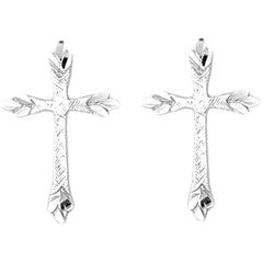 Sterling Silver 21mm Budded Cross Earrings