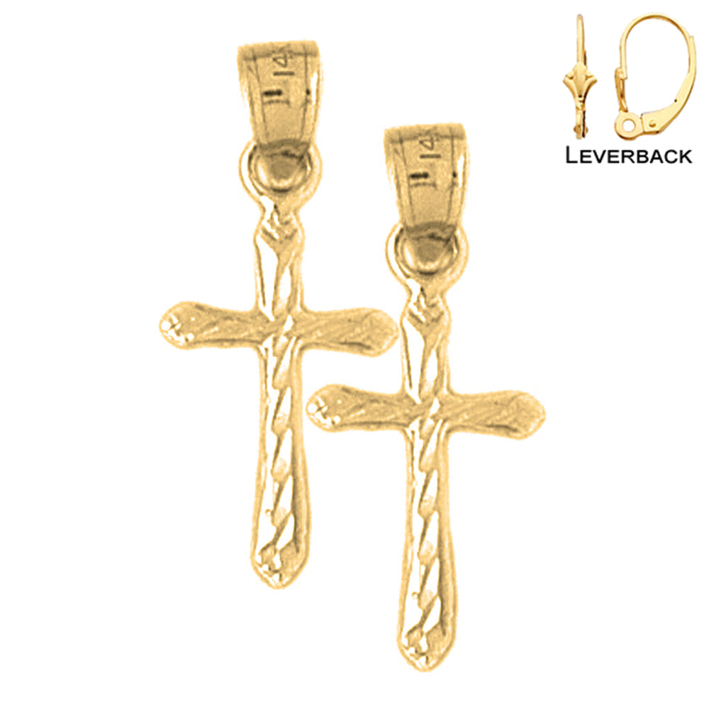 14K or 18K Gold Passion Cross Earrings