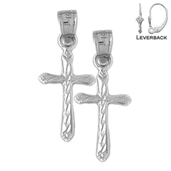 Sterling Silver 25mm Passion Cross Earrings (White or Yellow Gold Plated)