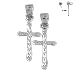 Sterling Silver 25mm Passion Cross Earrings (White or Yellow Gold Plated)