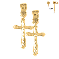 Sterling Silver 25mm Passion Cross Earrings (White or Yellow Gold Plated)