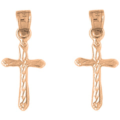 14K or 18K Gold 25mm Passion Cross Earrings