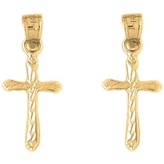 14K or 18K Gold 25mm Passion Cross Earrings
