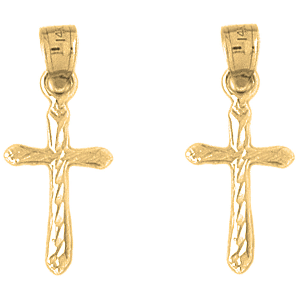 Yellow Gold-plated Silver 25mm Passion Cross Earrings