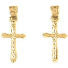 Yellow Gold-plated Silver 25mm Passion Cross Earrings