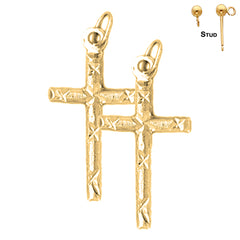 14K or 18K Gold Latin Cross Earrings