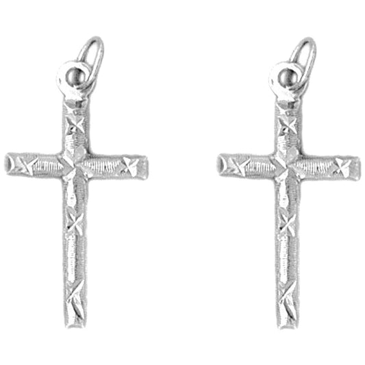 14K or 18K Gold 28mm Latin Cross Earrings