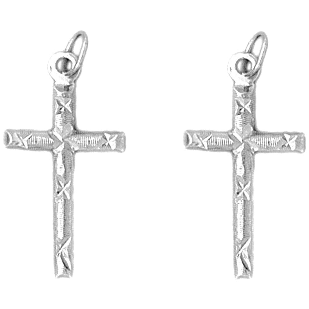 Sterling Silver 28mm Latin Cross Earrings