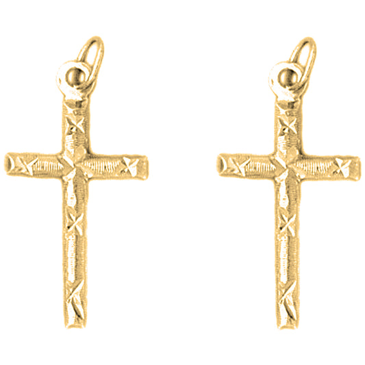 14K or 18K Gold 28mm Latin Cross Earrings