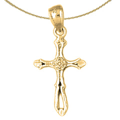 14K or 18K Gold Budded Cross Pendant