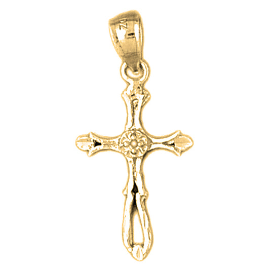 14K or 18K Gold Budded Cross Pendant