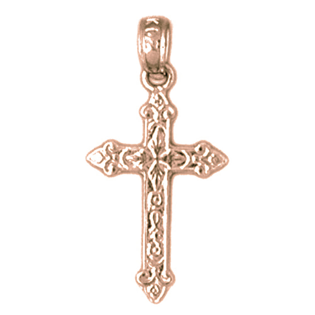 14K or 18K Gold Fleur de Lis Cross Pendant