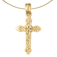 14K oder 18K Gold Fleur de Lis Kreuz Anhänger