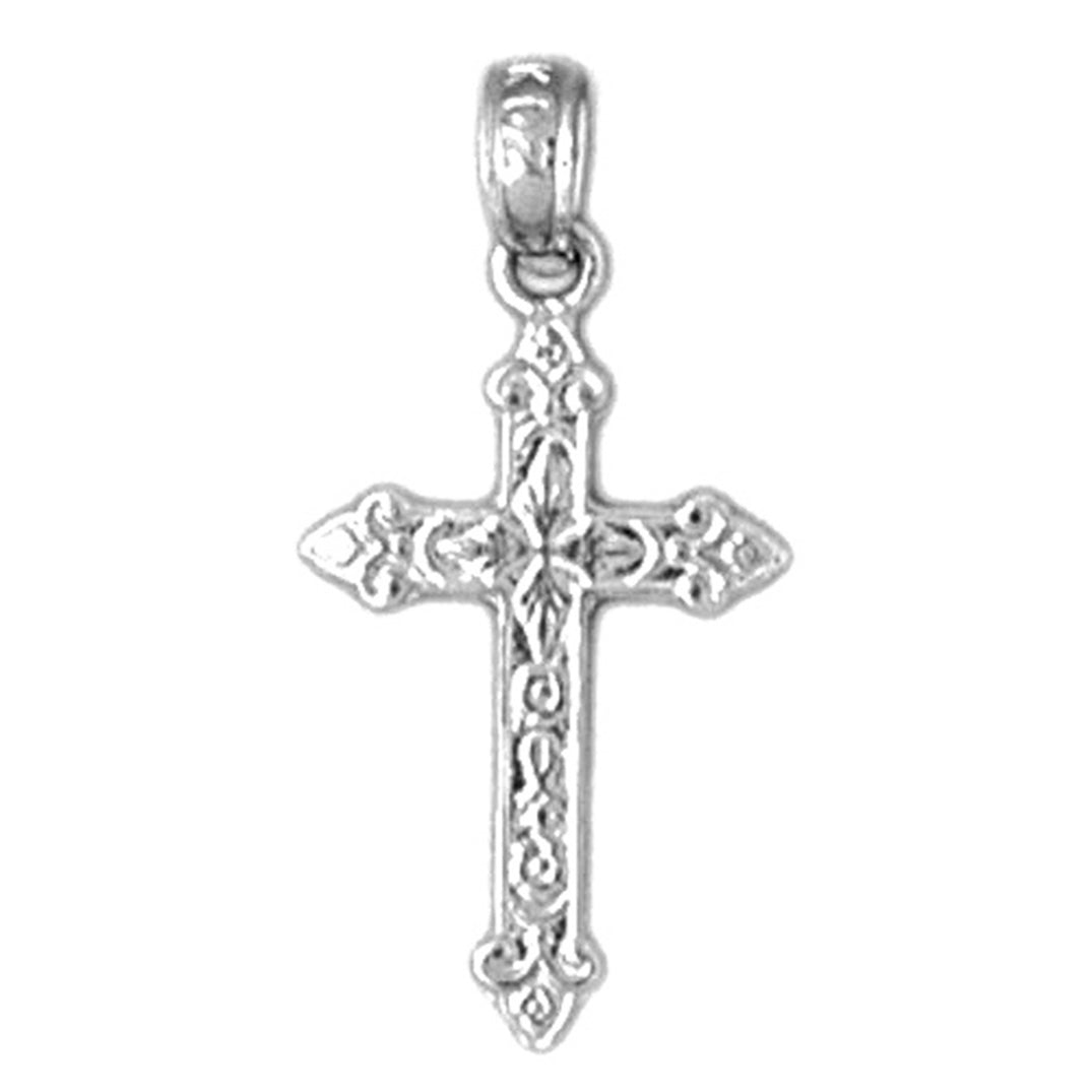 14K or 18K Gold Fleur de Lis Cross Pendant